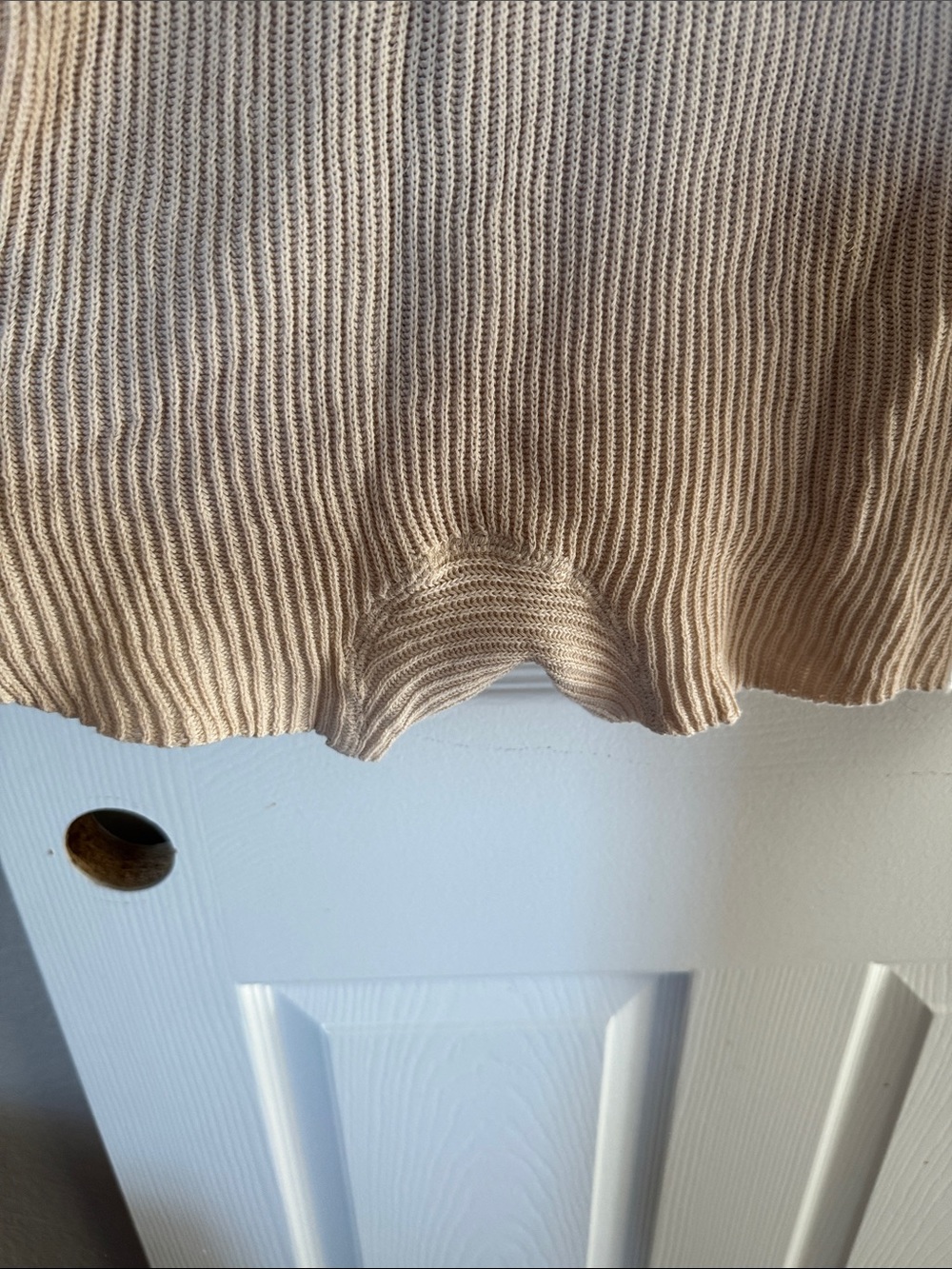 Beige Ribbed Collared Knit Romper - Picture 2 of 2